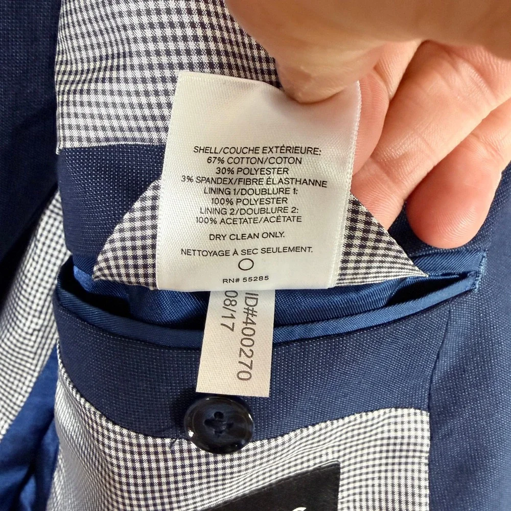 Express Extra Slim Suit Mens 44R Actual Pants 36Wx34L Blue Stretch Flat Front